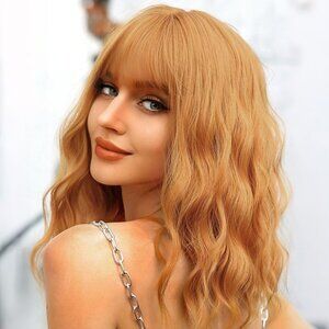 New Ucubb Short Bob Wavy Wig with Bangs